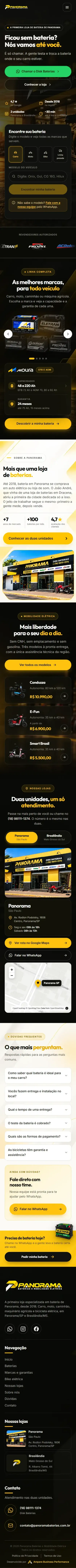 Site da Panorama Baterias no celular